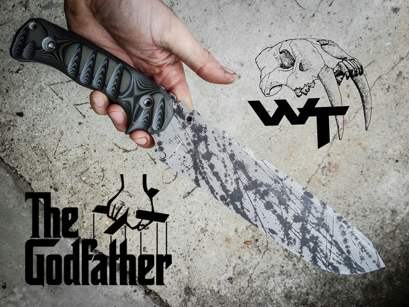 Wander Tactical - Godfather knife - Raw Finish & Green Micarta